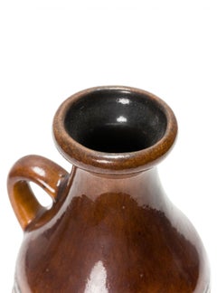 Strehla Keramik East German Brown and Beige Patterned Band Ceramic Jug