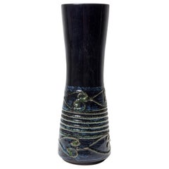 Strehla Keramik East German Mid-Century Banded Pattern Glazed Ceramic Vase