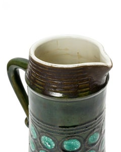 Strehla Keramik East German Mid-Century Circle Design Glazed Ceramic Pitcher