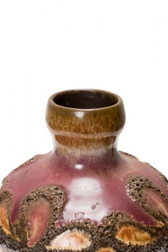 Strehla Keramik East German Mid-Century Floral Mottled Glazed Ceramic Vase