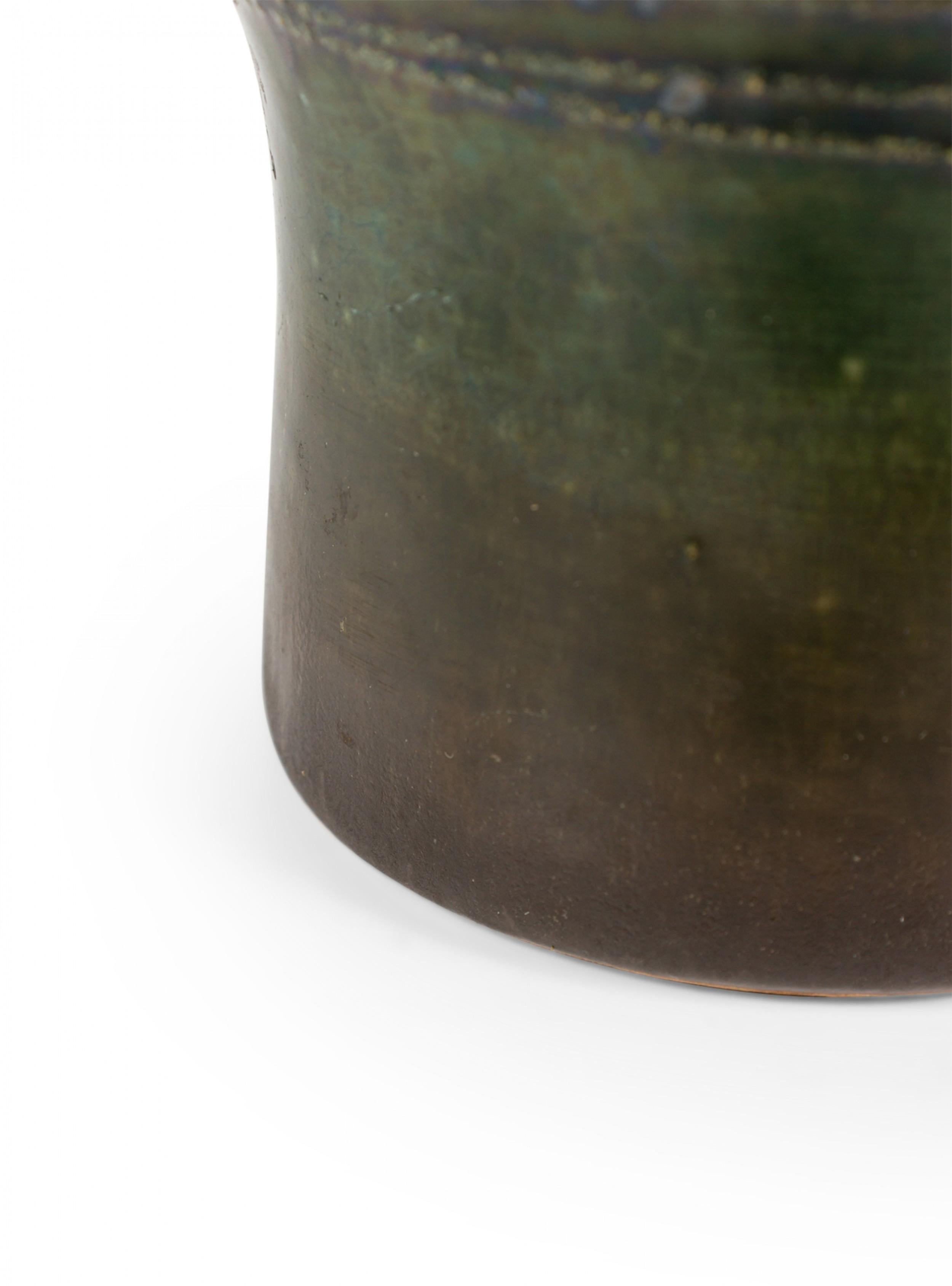 Mid-Century Modern Strehla Keramik East German Mid-Century Multi-Tonal Green Glazed Vase For Sale