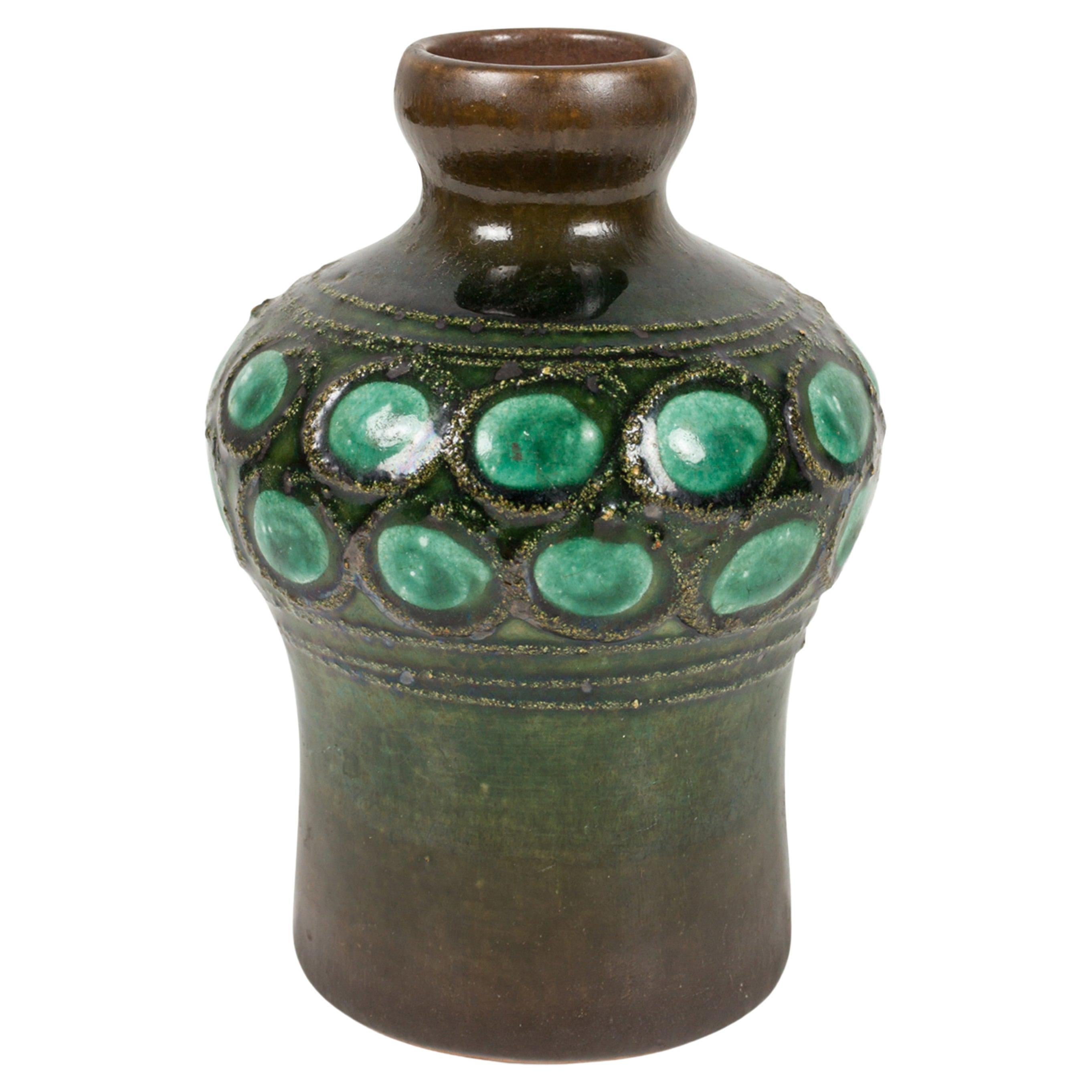 Strehla Keramik, Germania dell'Est, metà del secolo, vaso smaltato verde multitonale