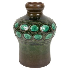 Strehla Keramik East German Mid-Century Multi-Tonal Green Glazed Vase
