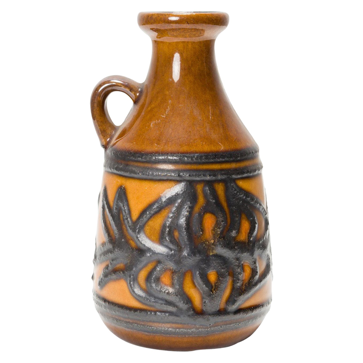 Strehla Keramik East German Mid-Century Raised Design and Glazed Ceramic Jug