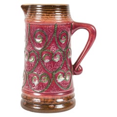 Strehla Keramik East German Mid-Century Raised Spiral Glazed Ceramic Pitcher