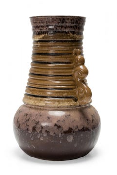 Strehla Keramik East German Mid-Century Ribbed Multi-Tonal Glazed Ceramic Vase