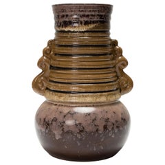 Strehla Keramik East German Mid-Century Ribbed Multi-Tonal Glazed Ceramic Vase