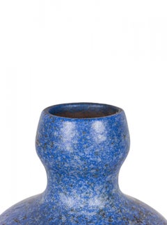 Strehla Keramik East German Mid-Century Speckled Blue Glazed Ceramic Bottle Vase