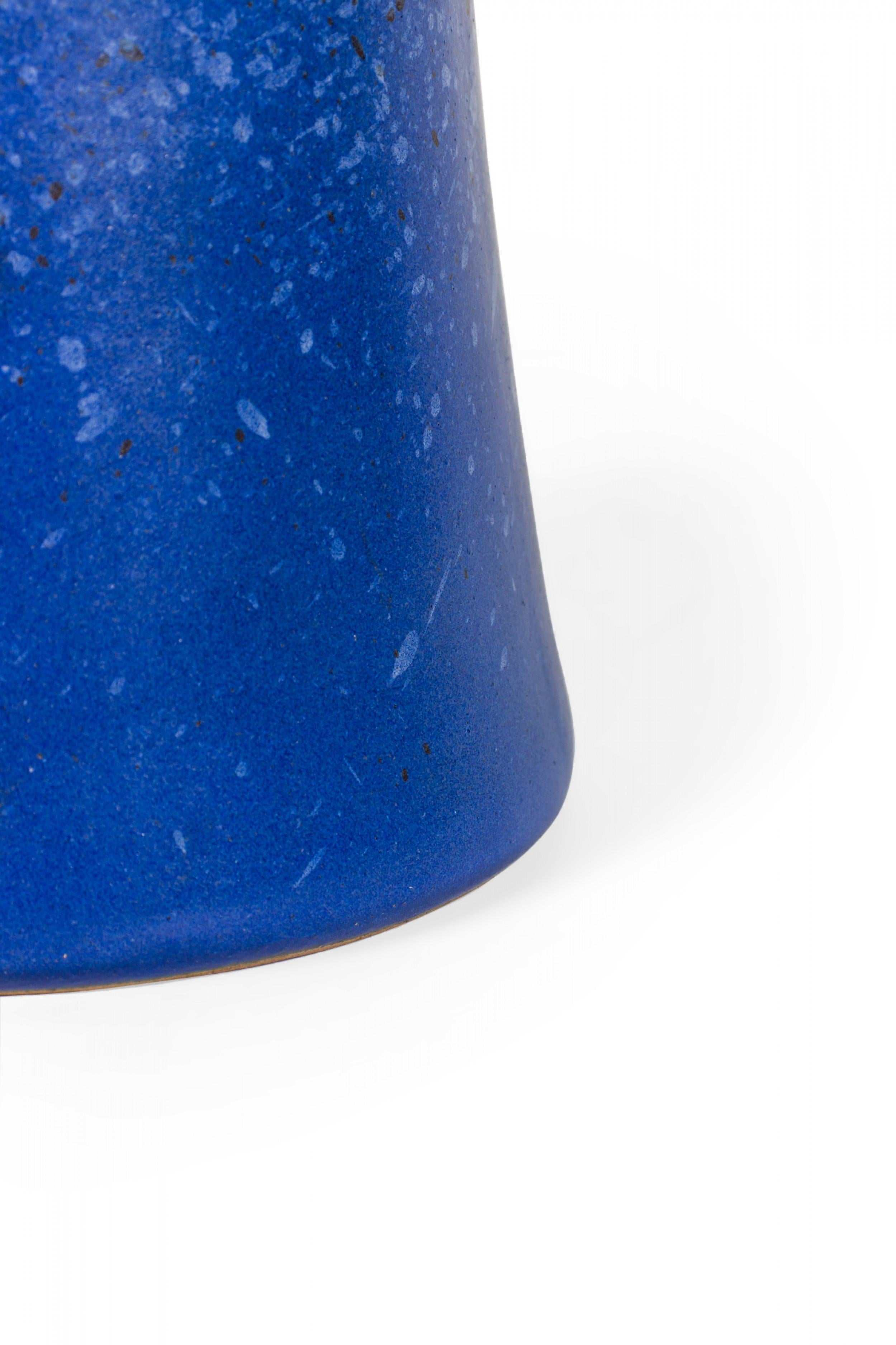 Mid-Century Modern Strehla Keramik East German Mid-Century Speckled Blue Glazed Ceramic Bottle Vase For Sale