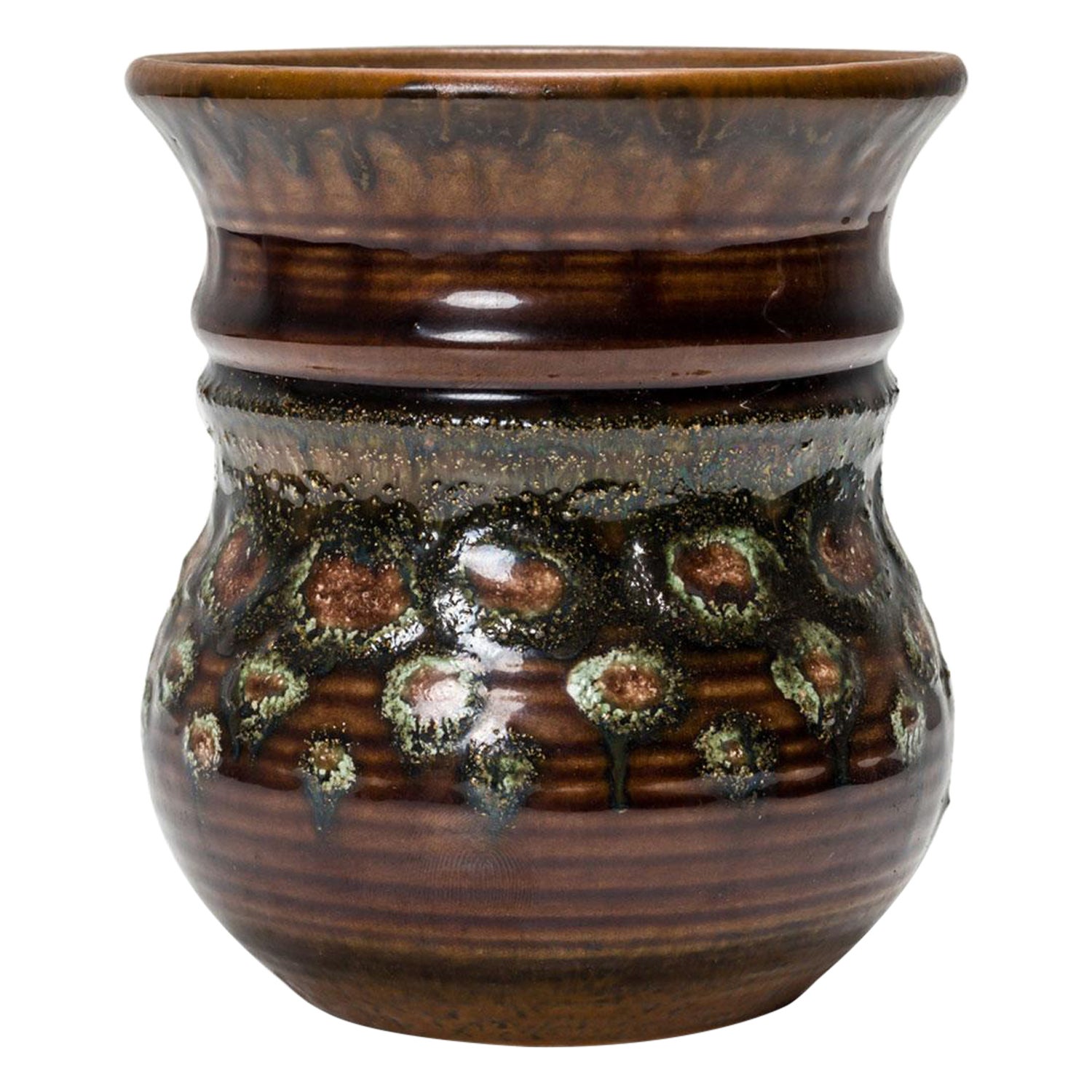 Strehla Keramik East German Mid-Century Spotted Multi-Tonal Glazed Ceramic Vase