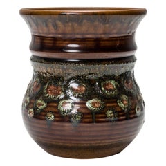 Strehla Keramik East German Mid-Century Spotted Multi-Tonal Glazed Ceramic Vase