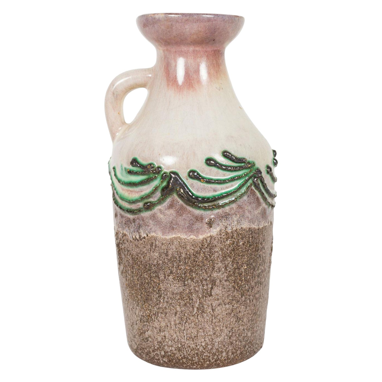 Strehla Keramik East German Mid-Century Textured and Beige Glazed Ceramic Jug