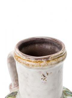 Strehla Keramik East German Raised Floral Pattern and Beige Glazed Ceramic Vase