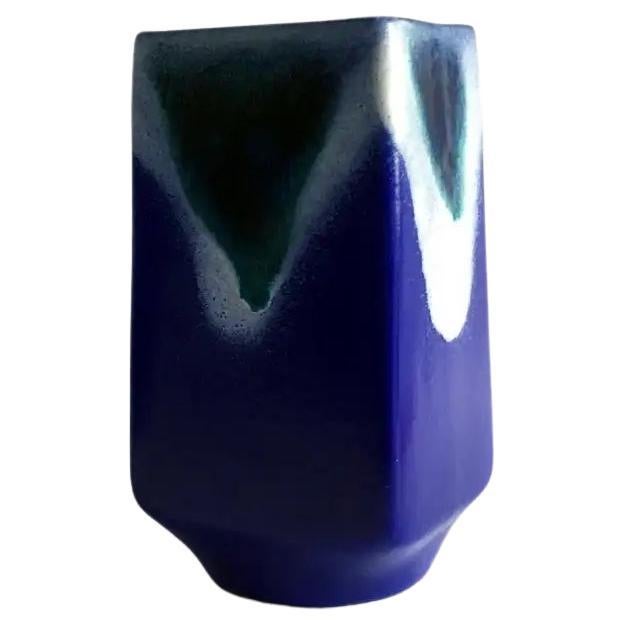 Strehla Midcentury Blue Glazed Vase