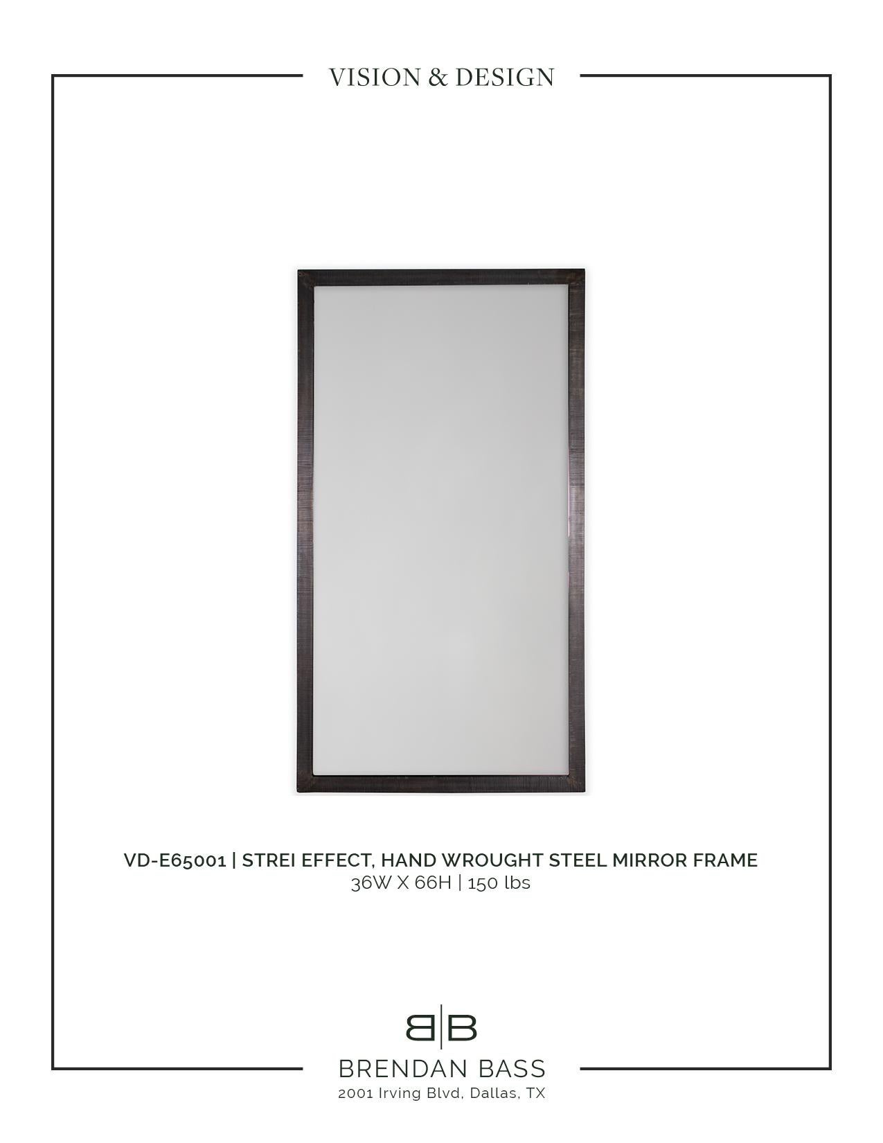 Contemporary Strei Effect Hand Wrought Steel Mirror Frame For Sale