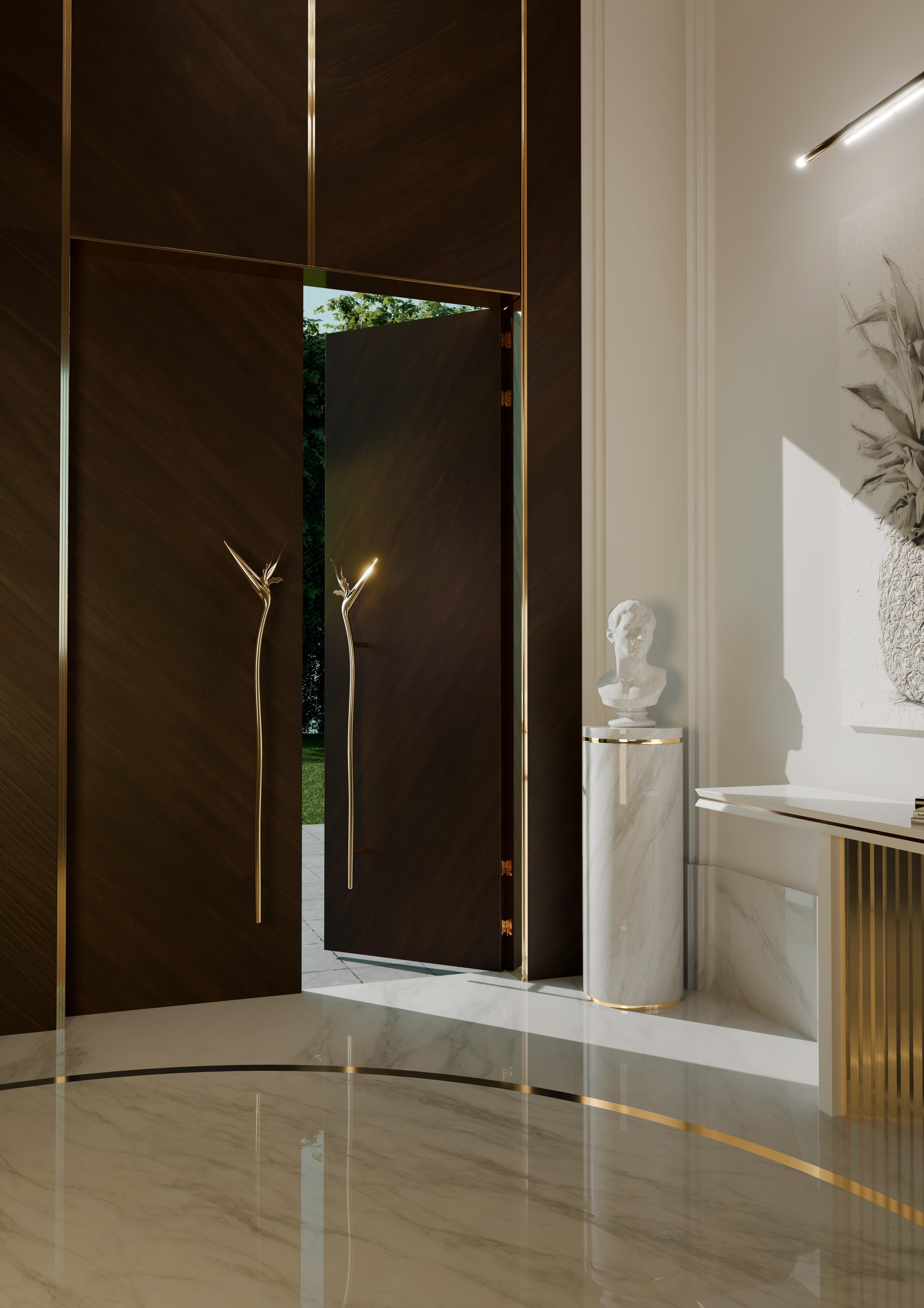 Brass Strelitzia Door Pull Left For Sale