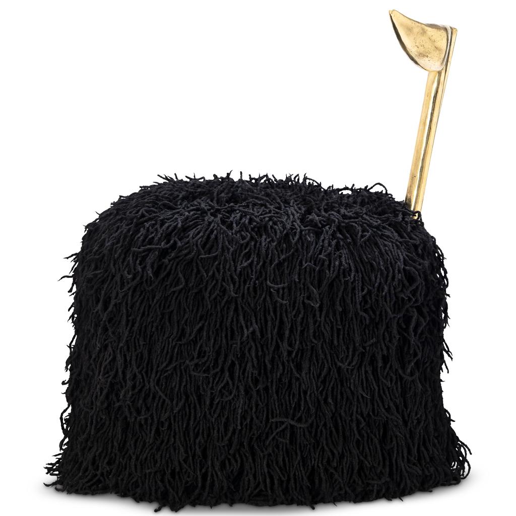 Strelitzia Modern Black Shaggy Upholstered Luxury Dining Chair by Egg Designs In New Condition For Sale In Bothas Hill, KZN