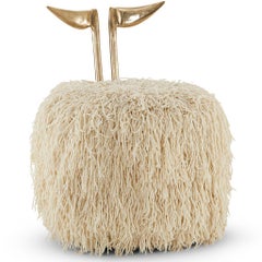 Modern Solid Brass, Handspun Wool Upholstered Luxury Dining Chair by Egg Designs