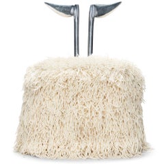 Strelitzia Modern Solid Polished Aluminum and Felted Wool Luxury Dining Chair