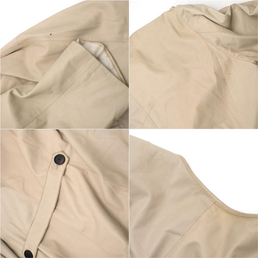 Strenesse Beige Leather Double-Breasted Coat M 40 In Excellent Condition In London, GB
