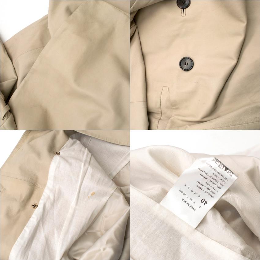 Women's Strenesse Beige Leather Double-Breasted Coat M 40