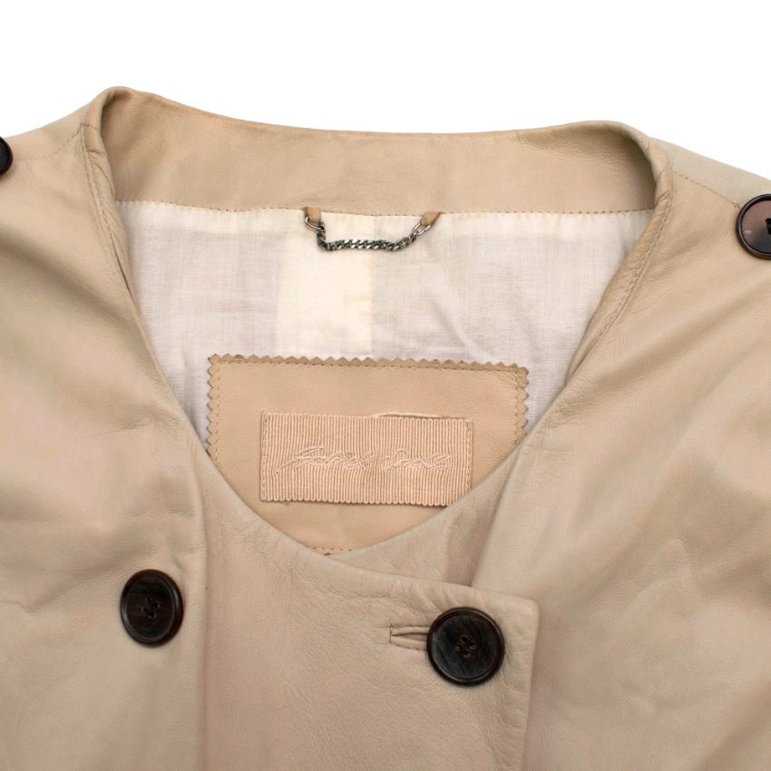 Strenesse Beige Leather Double-Breasted Coat M 40 2