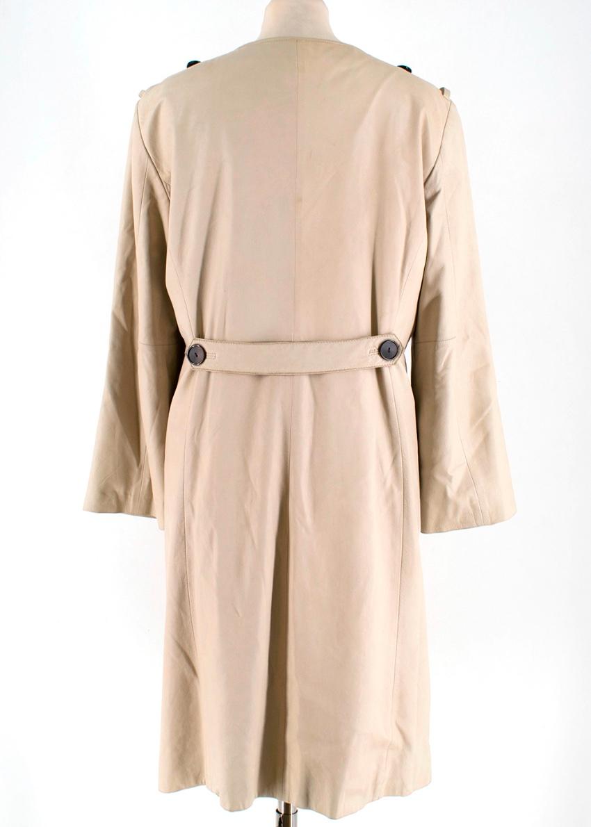 Strenesse Beige Leather Double-Breasted Coat M 40 3