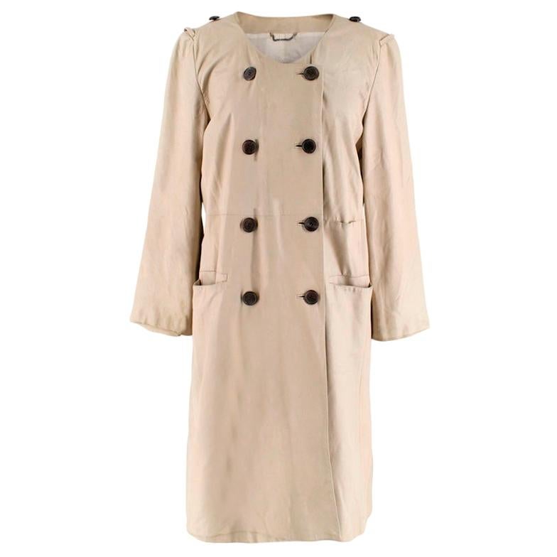 Strenesse Beige Leather Double-Breasted Coat M 40