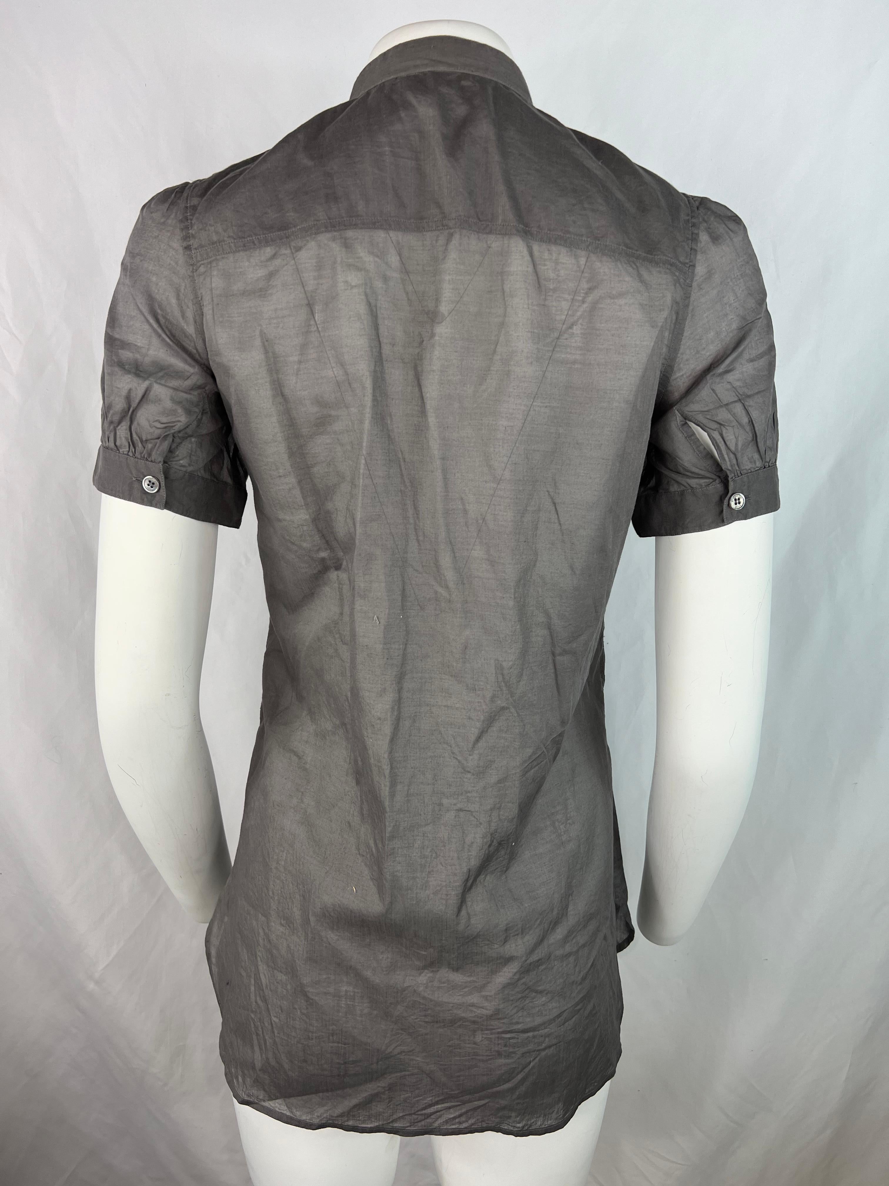 Gray Strenesse  Blue Grey Cotton Blouse Top, Size 4 For Sale