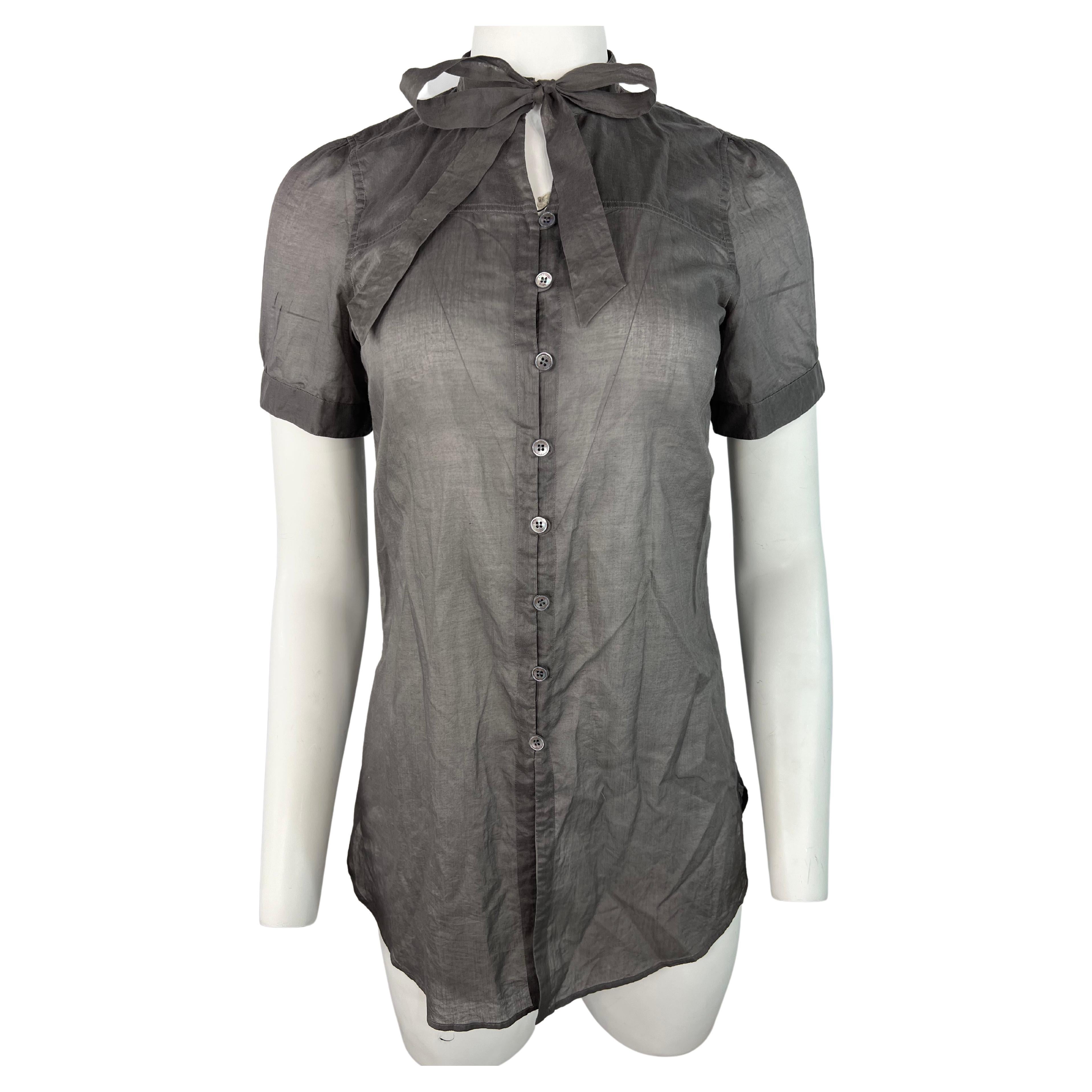 Strenesse  Blue Grey Cotton Blouse Top, Size 4 For Sale