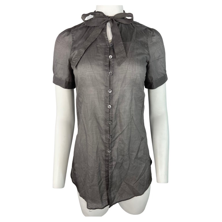 Strenesse Blue Grey Cotton Blouse Top, Size 4 For Sale at 1stDibs