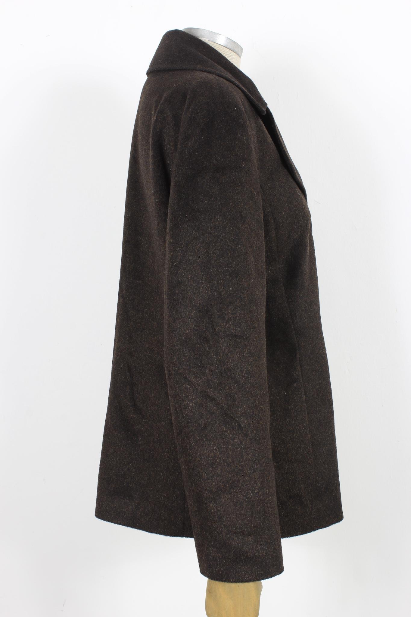 Black Strenesse Brown Wool Mohair Soft Short Coat 2000s For Sale