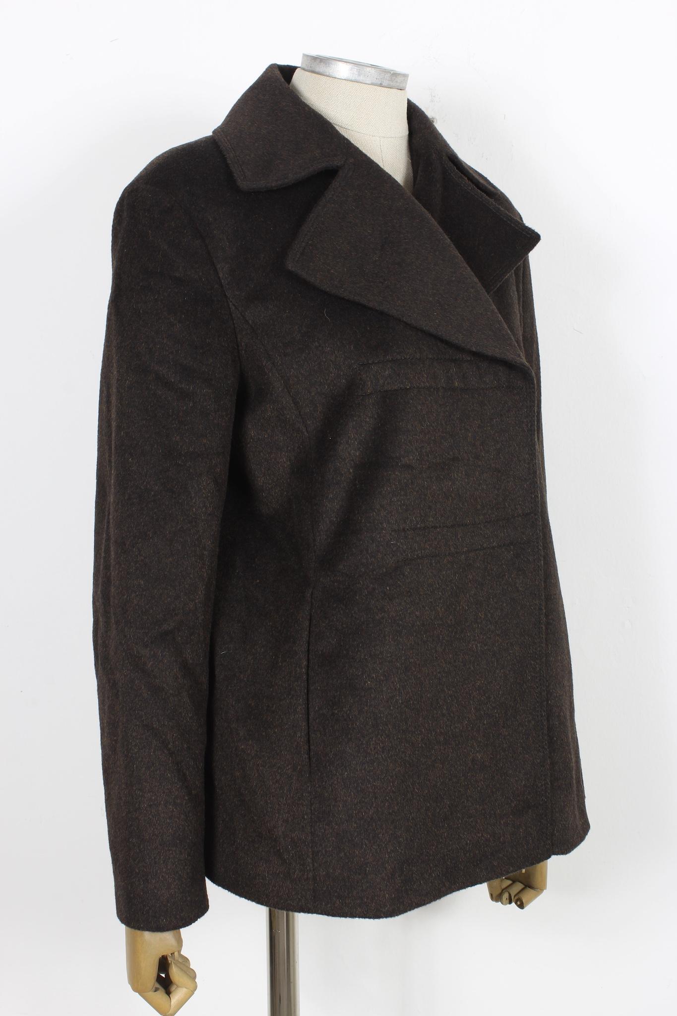 Strenesse Brown Wool Mohair Soft Short Coat 2000s In Excellent Condition For Sale In Brindisi, Bt