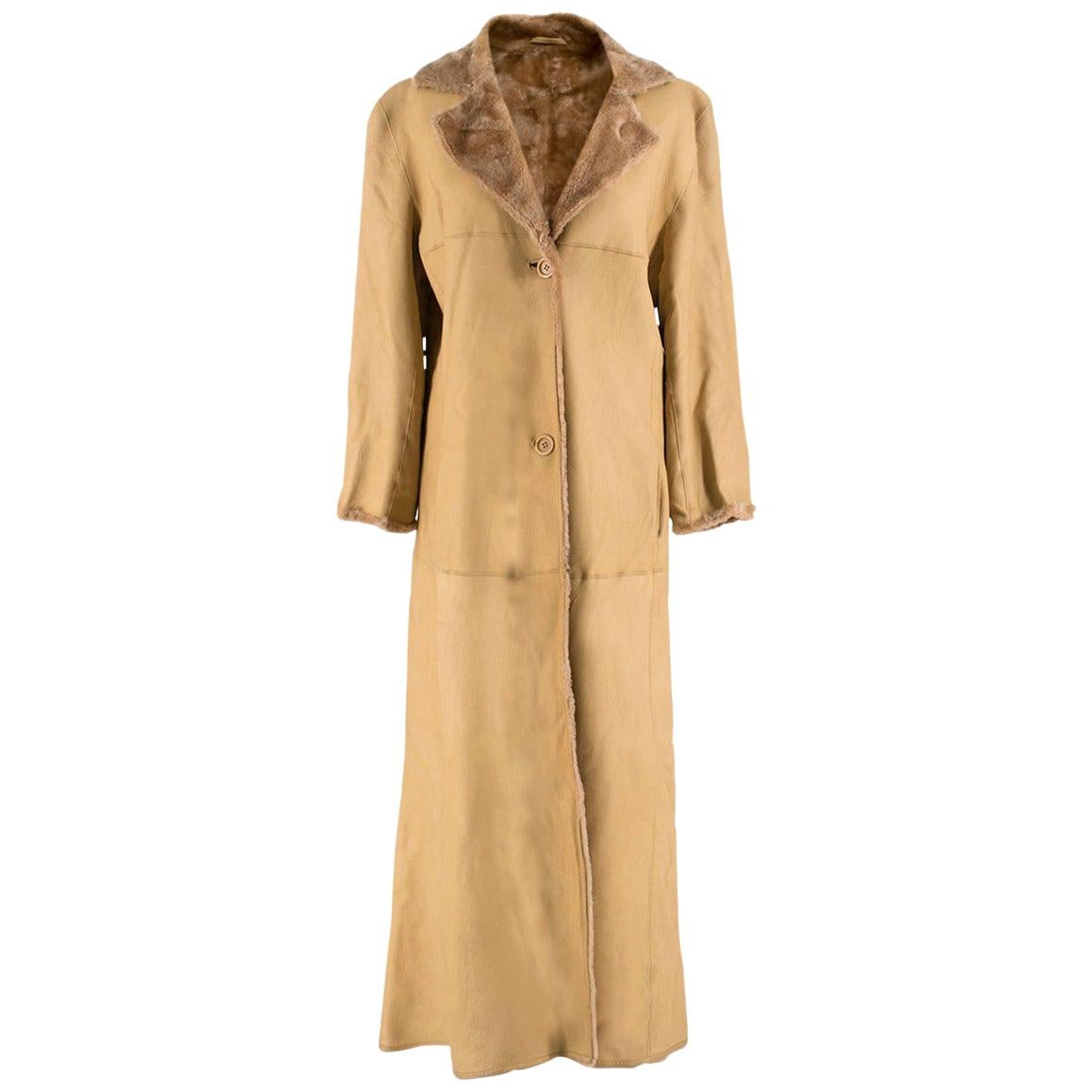 Strenesse Camel Lamb Leather & Shearling Coat - Size US 8 For Sale