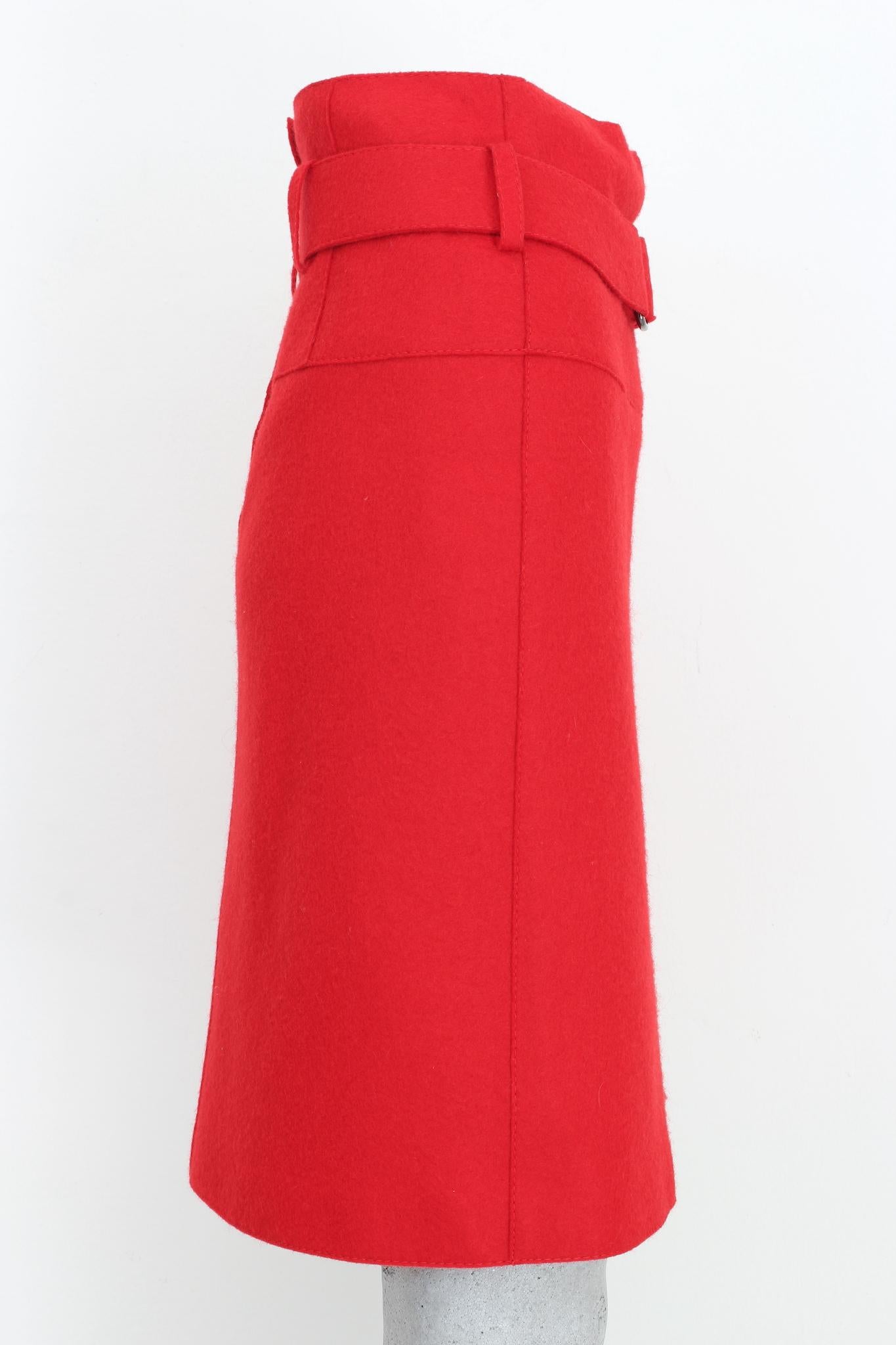 Women's Strenesse Red Wallet Skirt Wool 2000s