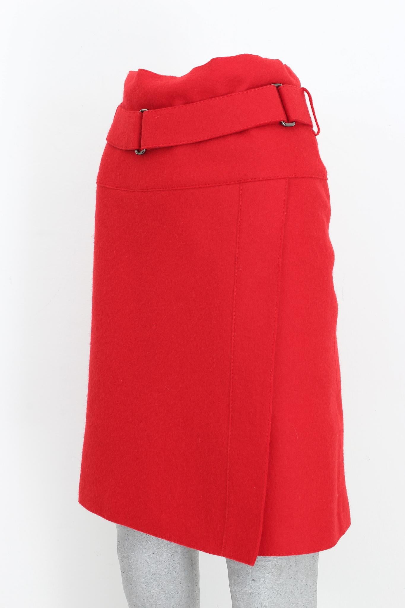 Strenesse Red Wallet Skirt Wool 2000s 2