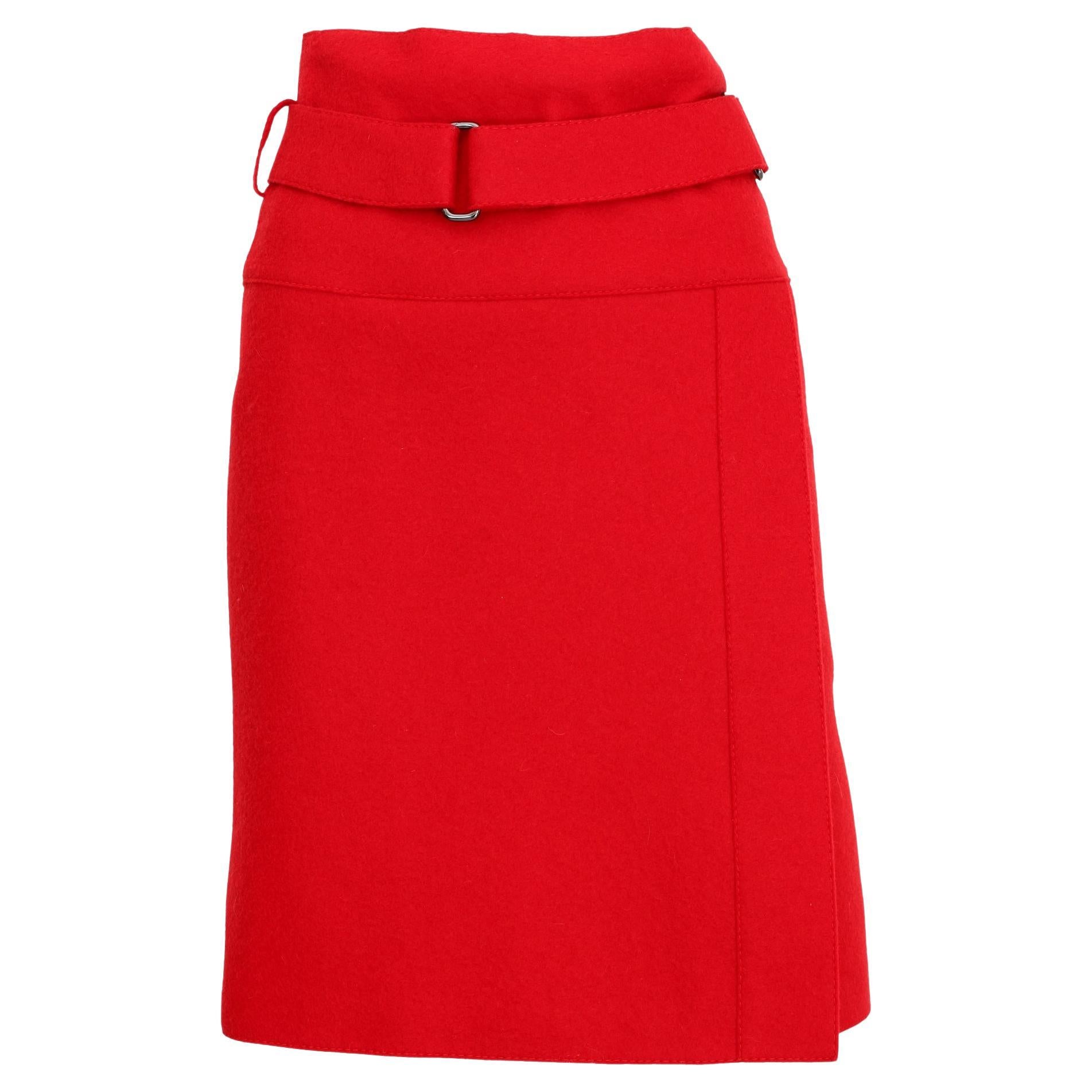 Strenesse Red Wallet Skirt Wool 2000s For Sale at 1stDibs