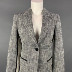 STRENESSE Size 4 Black & White Cotton Blend Jacket Blazer