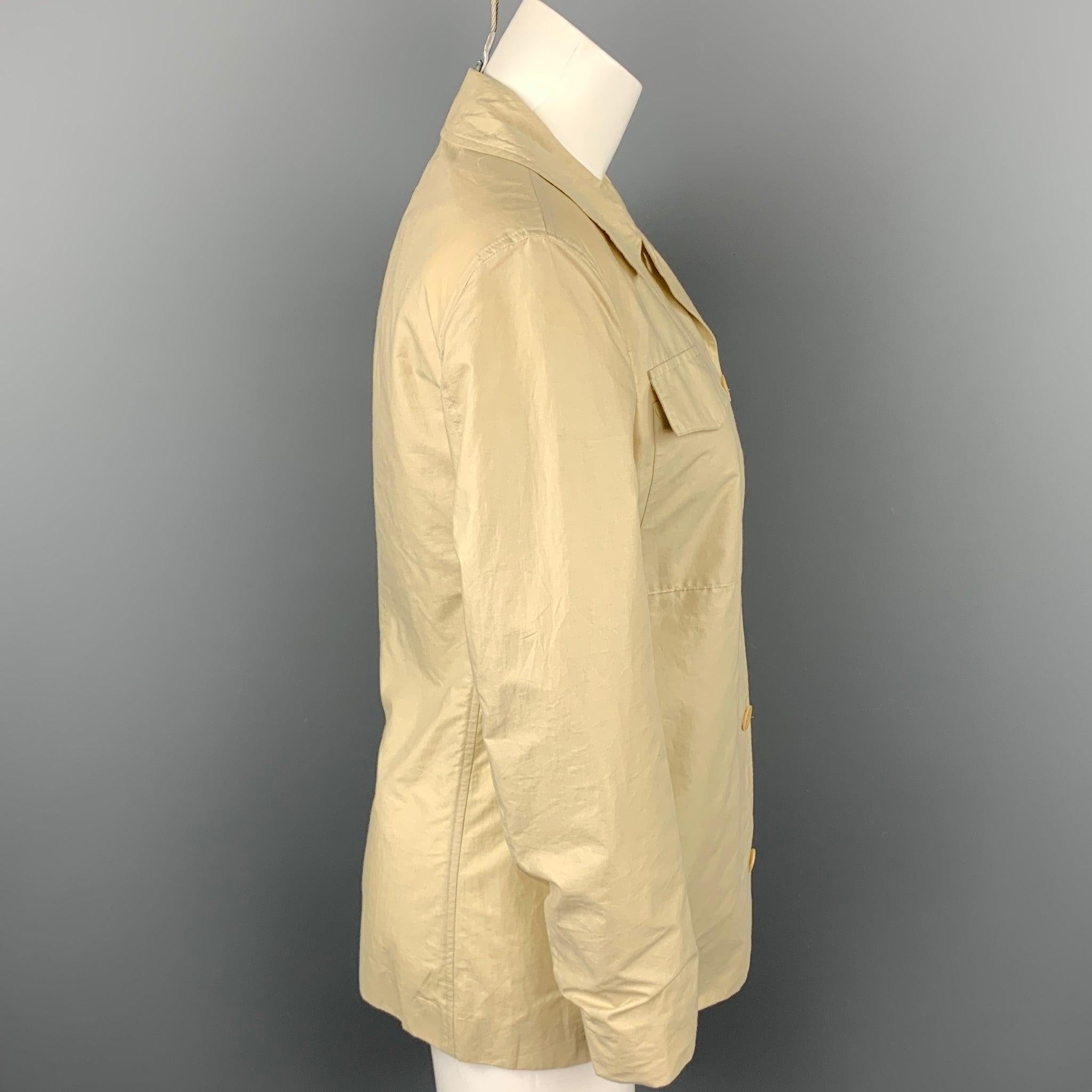 STRENESSE Size 6 Beige Cotton Patch Pocket Buttoned Jacket In Good Condition For Sale In San Francisco, CA