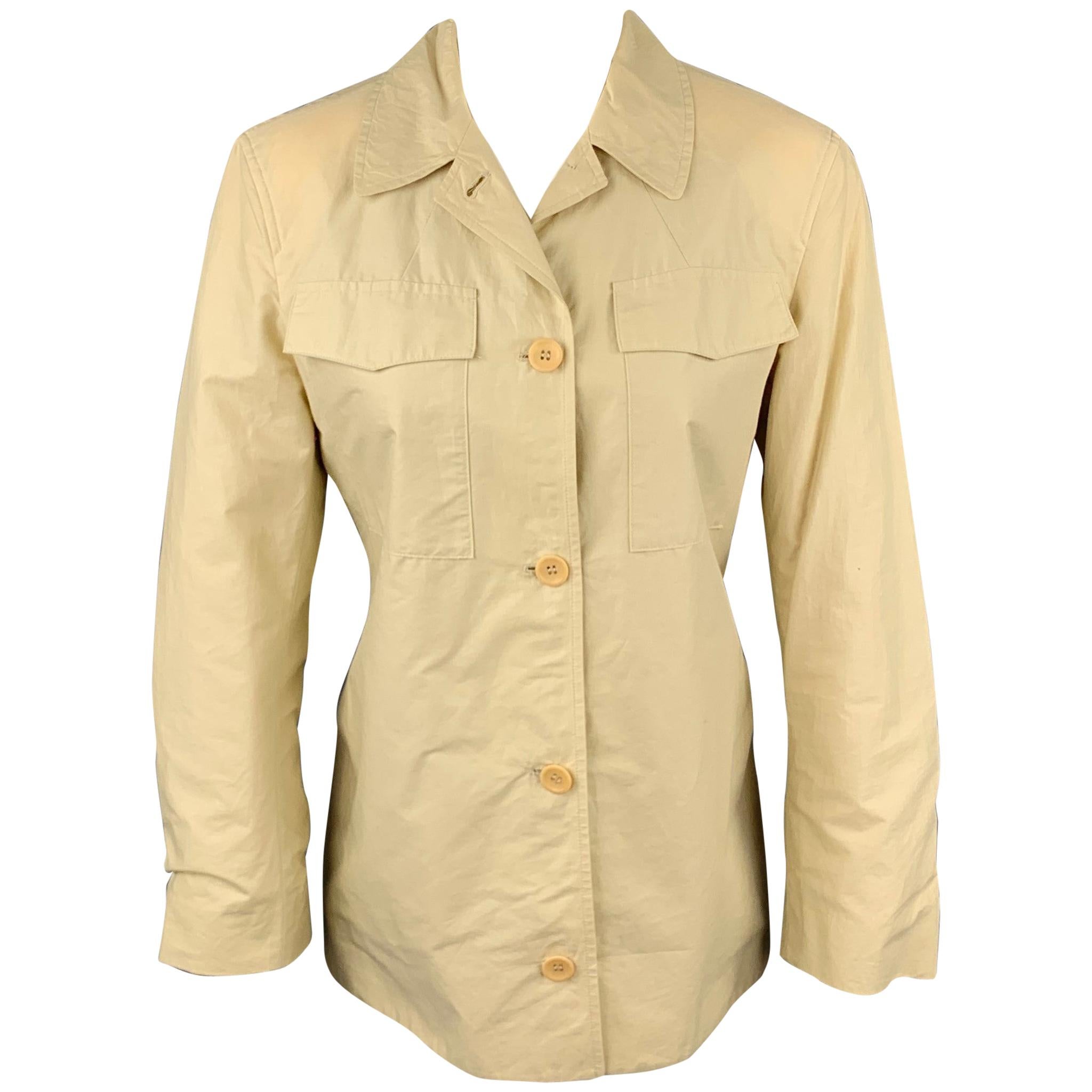 STRENESSE Size 6 Beige Cotton Patch Pocket Buttoned Jacket For Sale at  1stDibs