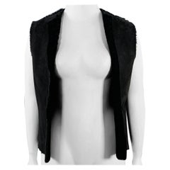 STRENESSE Size L Black Suede Open Front Vest STRENESSE Size L Black Suede Open Front Vest