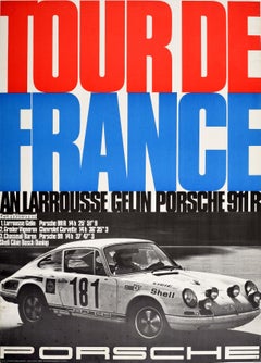 Original Vintage Poster Porsche 911 Tour De France Auto Racing Larrousse Gelin