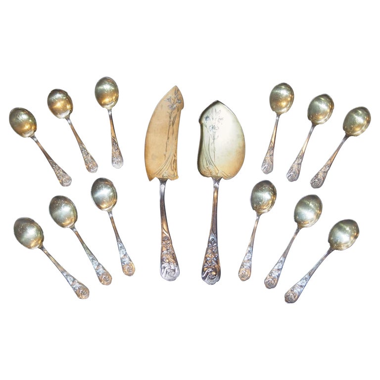 Sterling Silver Ice Cream, Set of 14 Pieces For Sale at 1stDibs