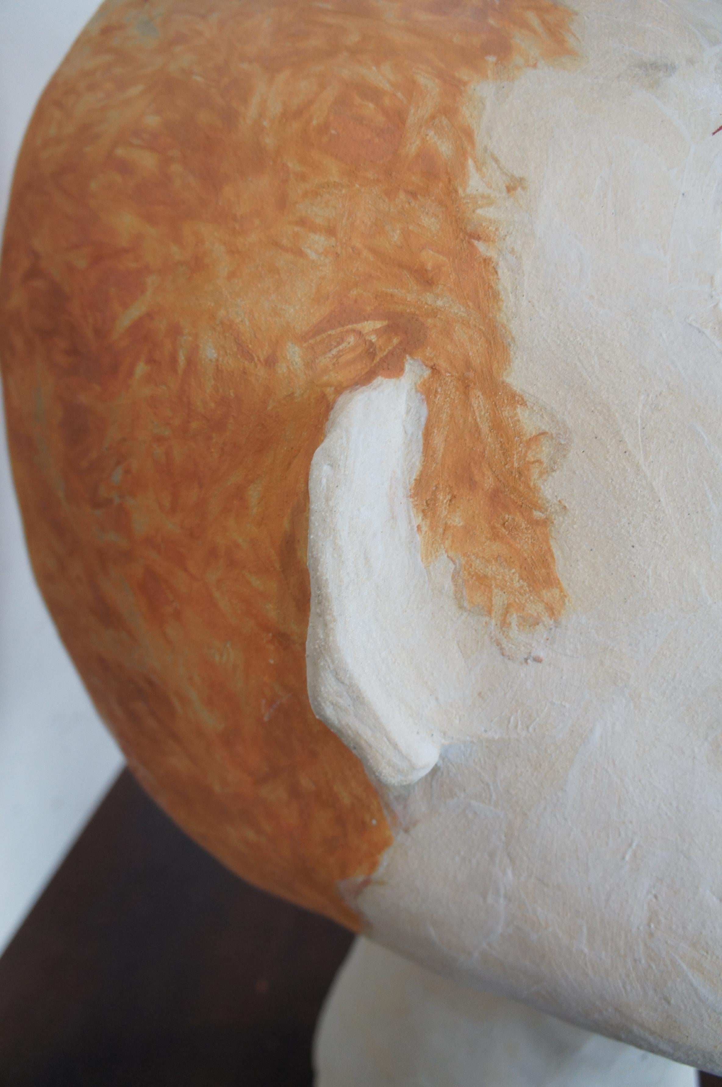 Hand-Carved Stress by Deborah Ballard Art Sculpture Figural Head Bust 1986 Contemporary For Sale