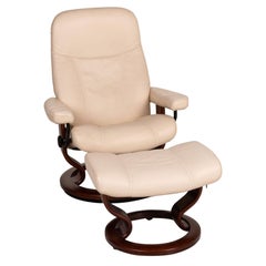 Stressless 1941 Leather Armchair Cream Incl. Stool Function Relax Function
