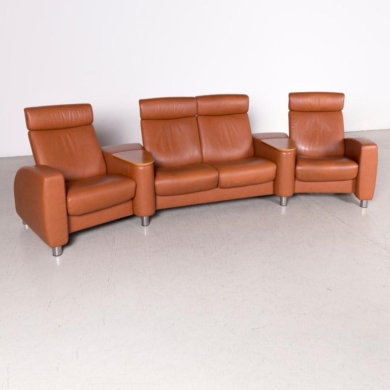 Stressless Arion Designer Leather Sofa Brown Genuine Four Stressless Arion Designer Leather Sofa