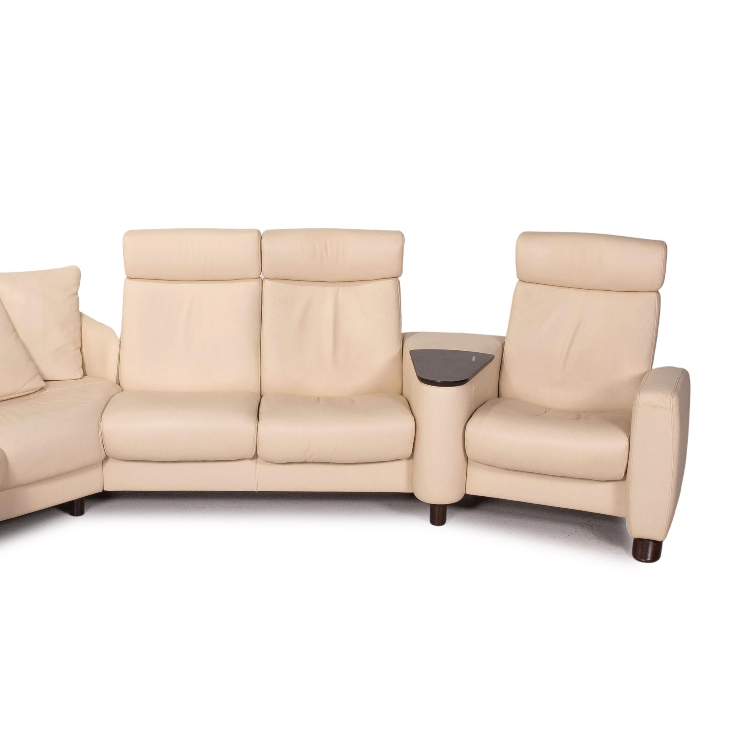 Stressless Arion Leather Corner Sofa Cream Relax Function Sofa Couch For Sale 3