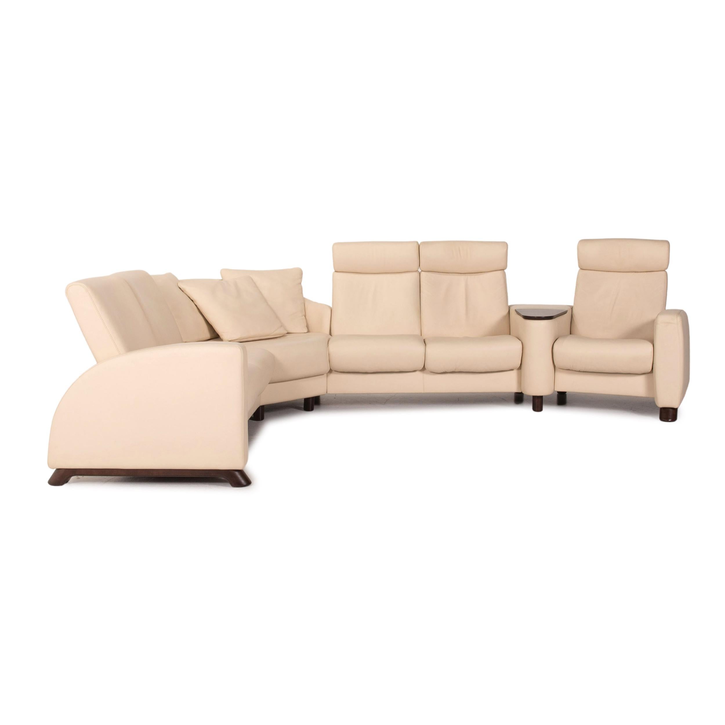 Stressless Arion Leather Corner Sofa Cream Relax Function Sofa Couch For Sale 4