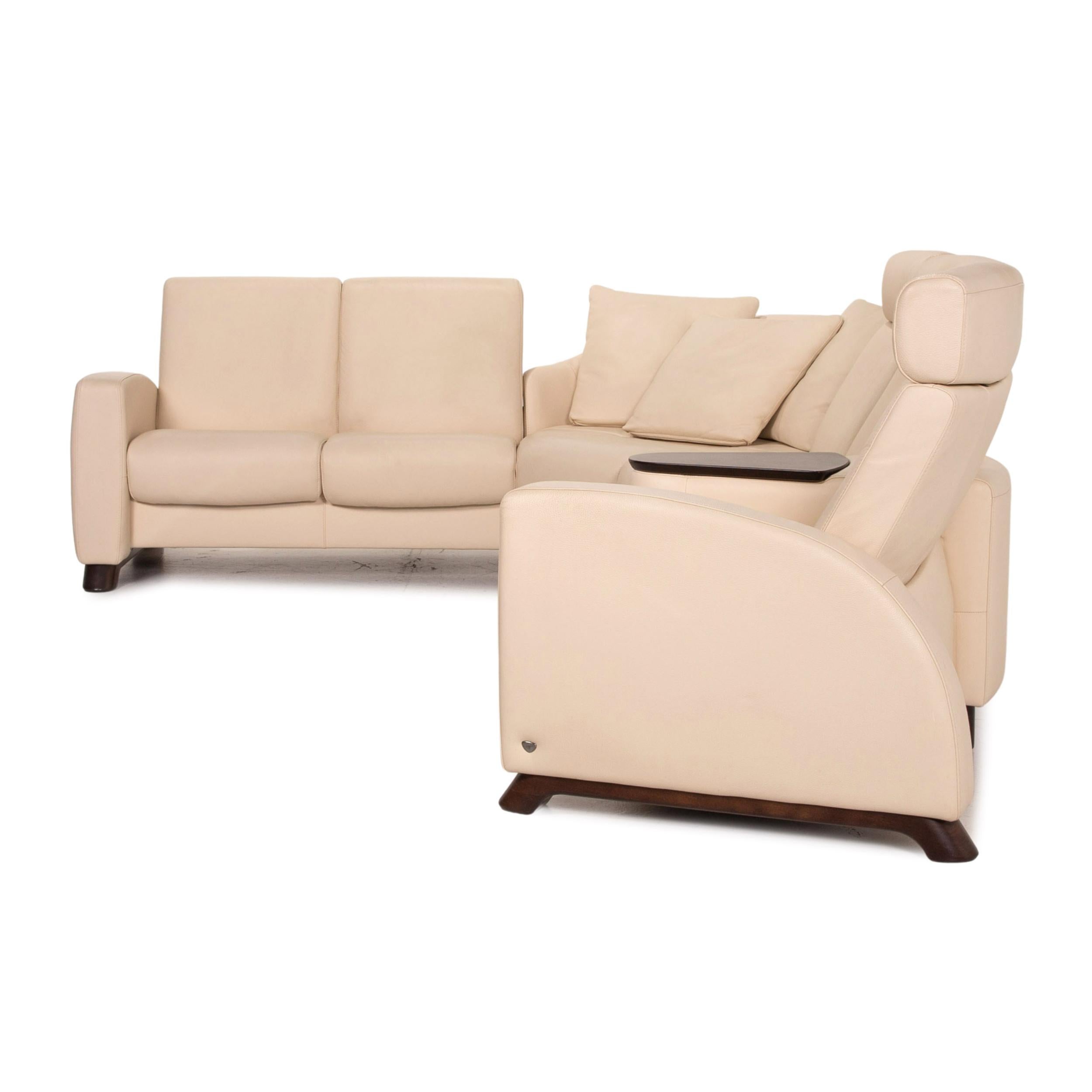 Stressless Arion Leather Corner Sofa Cream Relax Function Sofa Couch For Sale 6