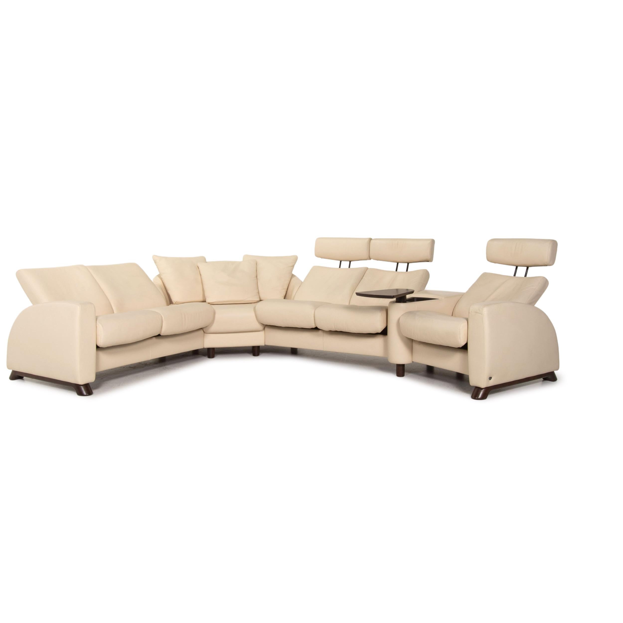 cream leather corner sofa